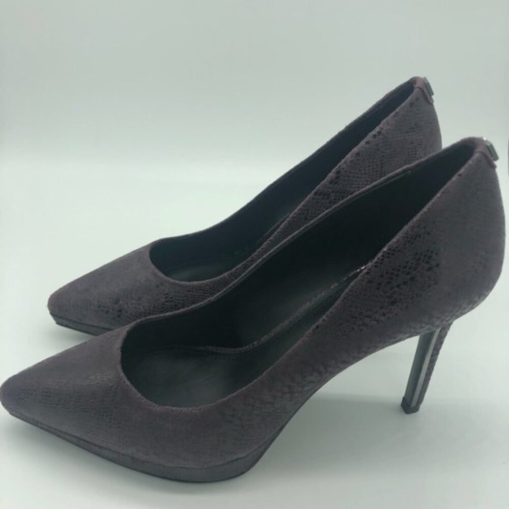 DKNY Purple Snakeskin Embossed Pointed Toe Platform Pumps High Heels - Picture 4 of 7